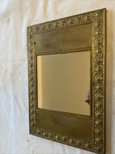 Vintage brass embossed mirror - embossed,