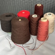 Mixed Machine Knitting Yarn Bundle Job Lot Vintage Autumn Shades Red Brown Beige