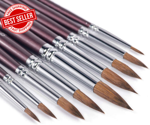 Sable watercolour brushes 9pcs - sable,