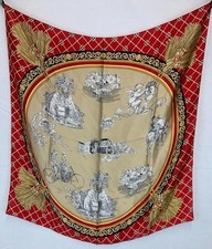 Liz Claiborne Red Satin Cherub Print Square Scarf 