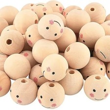 60 x Wooden Doll Head Beads