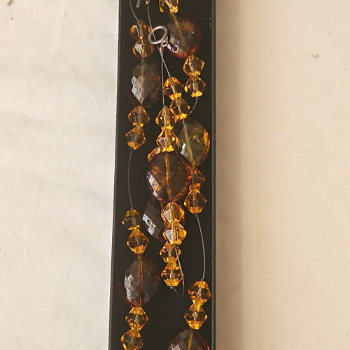 Amber faceted glass bead - amber,