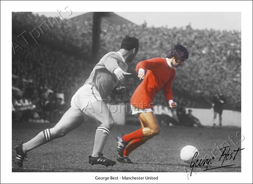 George best signed print - george,