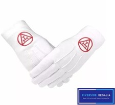 White Masonic Cotton Gloves  Holy Royal Arch c/w Triple Tau