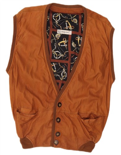 Pollini mens leather gilet - leather,