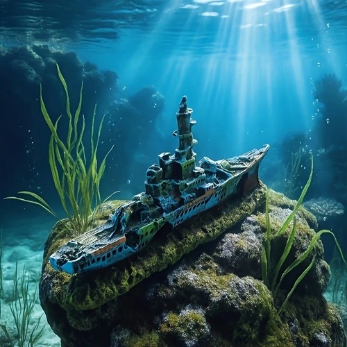 Aquarium shipwreck ornament - aquarium,