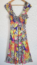 Joseph Ribkoff Dress Ladies Bright V Neck Wide Straps Midi Sundress UK 12