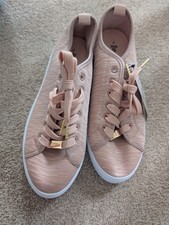 Tu New Ladies Women's Dusky Pink And Rose Gold Trainers Pumps Size 7 Shoes New