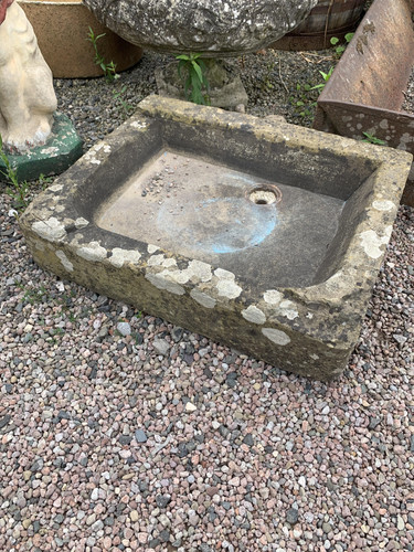 Antique shallow stone trough - antique,
