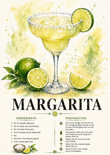 Margarita wall art print - wall, a4