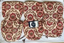 Vintage SET 6 RETRO DINING CHAIR SEAT PADS IN A FLORAL DESIGN 1970s 1980s