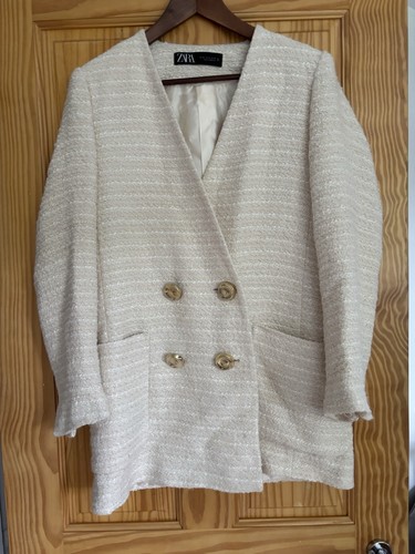 Cream zara buttoned blazer - cream,
