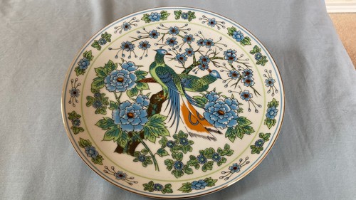 Vintage floral plate green - floral,