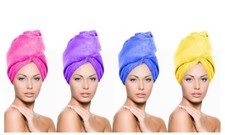 Hair  Towel Wrap Turban Head Hat Bun Cap Bath  Shower Dry Microfiber
