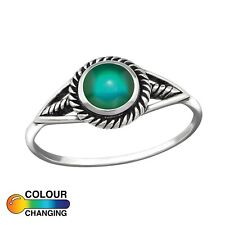 925 Sterling Silver Round Colour Changing Mood Ring Vintage Sizes  L N O Q Boxed