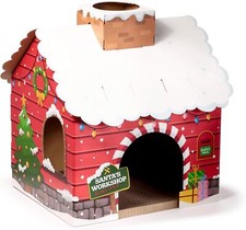SANTAS GROTTO CHRISTMAS CAT PLAYHOUSE BUILD YOURSELF CARDBOARD CAT HOUSE DEN PUK