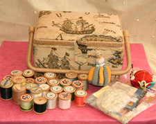 VINTAGE SEWING BOX, 26 WOODEN