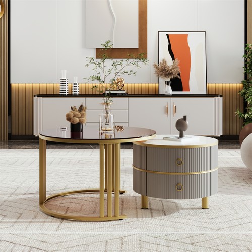 Round nesting coffee - round, tables