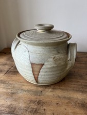 Vintage Shore Potter CT Stoneware Casserole Dish 1970s Studio Pottery Rustic Lid