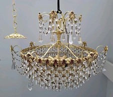 Large Vintage Elegant SCHONBEK Seven Tier 9 Bulbs Crystal Chandelier 