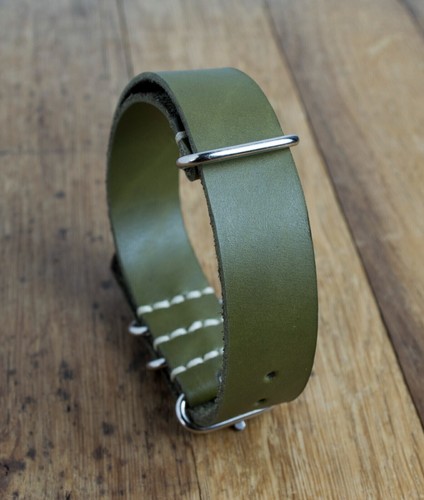 Olive leather band veg - olive, tanned