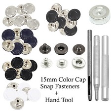 15mm S Spring Press Studs Fasteners with Fixing Hand Tool Leather Craft Handbags