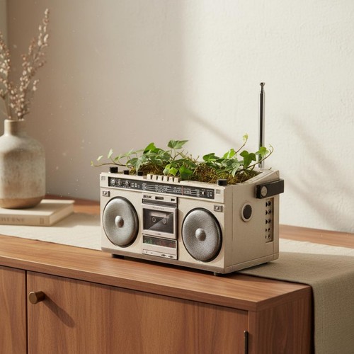 Tape recorder flower pot - tape,