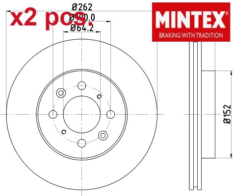 Pcs front brake disc - x2,
