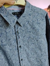 Jeff Banks Cotton Shirt 23.5 Inch Pit To Pit