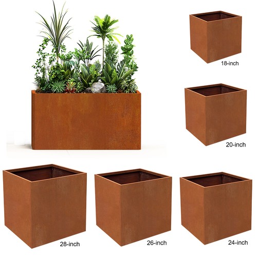 Corten steel planters large - corten,