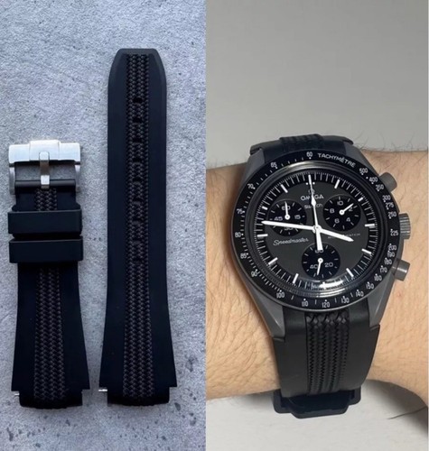 Black rubber 20mm watch strap - rubber,