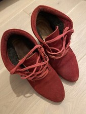 Vegan Terra plana Red Mamie Ankle Boots - UK Size 4