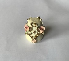 Vintage Porcelain Thimble Made In West Germany, Cream With Pink And Gold Flowers