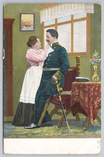 Postcard antique romance naval - antique,