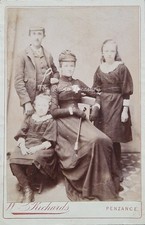 CABINET CARD MOTHER IN RIDING HABIT WITH CROP FAMILY PORTRAIT RICHARDS PENZANCE
