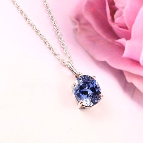 Blue sapphire pendant - blue, 925