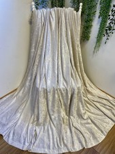 Ivory Crushed Velvet Lined Eyelet Curtains Cream Each 66”Wx72”D Solid Shimmering