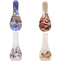 Beautiful Christmas Spoon Rest and Tea Bag Tidy. Santa Robin Snowmen Scenic