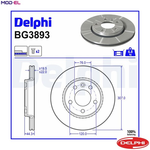 Brake disc bg3893 - disc, vw