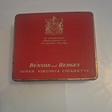 Vintage Benson and Hedges Super Virginia Cigarette Tin Late King George VI Empty