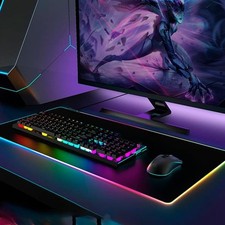LED 90x40cm Anti-Slip Extra Large Gaming Mouse Mat Desk PC Laptop Keyboard RGB