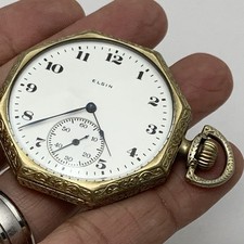 Antique 1919 ELGIN Pocket Watch Grade 301, 12s, 7j Model 2 Beautiful Case