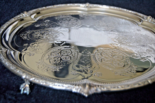 Silver plated round salver - silver,