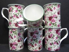 Set Of 8-6-4-2-1 Mugs Summertime Mugs Fine Bone China  Mugs Castle Shape UK Dec