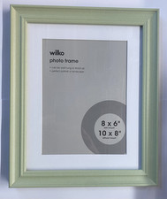 WILKO PHOTO FRAME PALE GREEN 8x6 with mount, 10x8 without mount, hang or stand