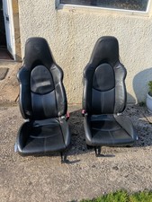Porsche Boxster 987 HEATED Black Leather Sports Seats Pair Fit Cayman And 997 