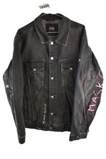 ZARA Grey Denim Jacket size L Mens Button Up Trucker Casual Outdoors Outerwear