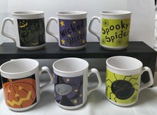 Vintage Retro Halloween Mugs Set Of 6 300ml New Old Stock Labelled Tams England