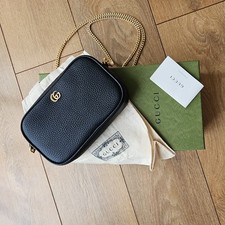 Gucci Marmont Black Leather Gold Chain Mini Bag