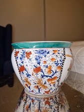 Antique Oriental Chinese Floor Vase Flower Pot Fish Bowl 14" diameter